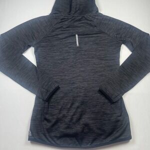 Reebok Activewear Top Women Heather Gray Turtleneck Lined Raglan Sleeve Pullover